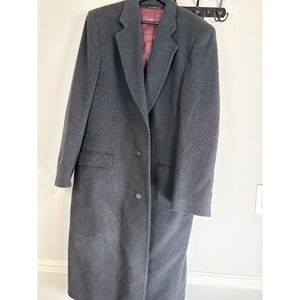Mark Alexander Cashmere Wool Overcoat Mens Charcoal Gray Long Trench Coat 22x48
